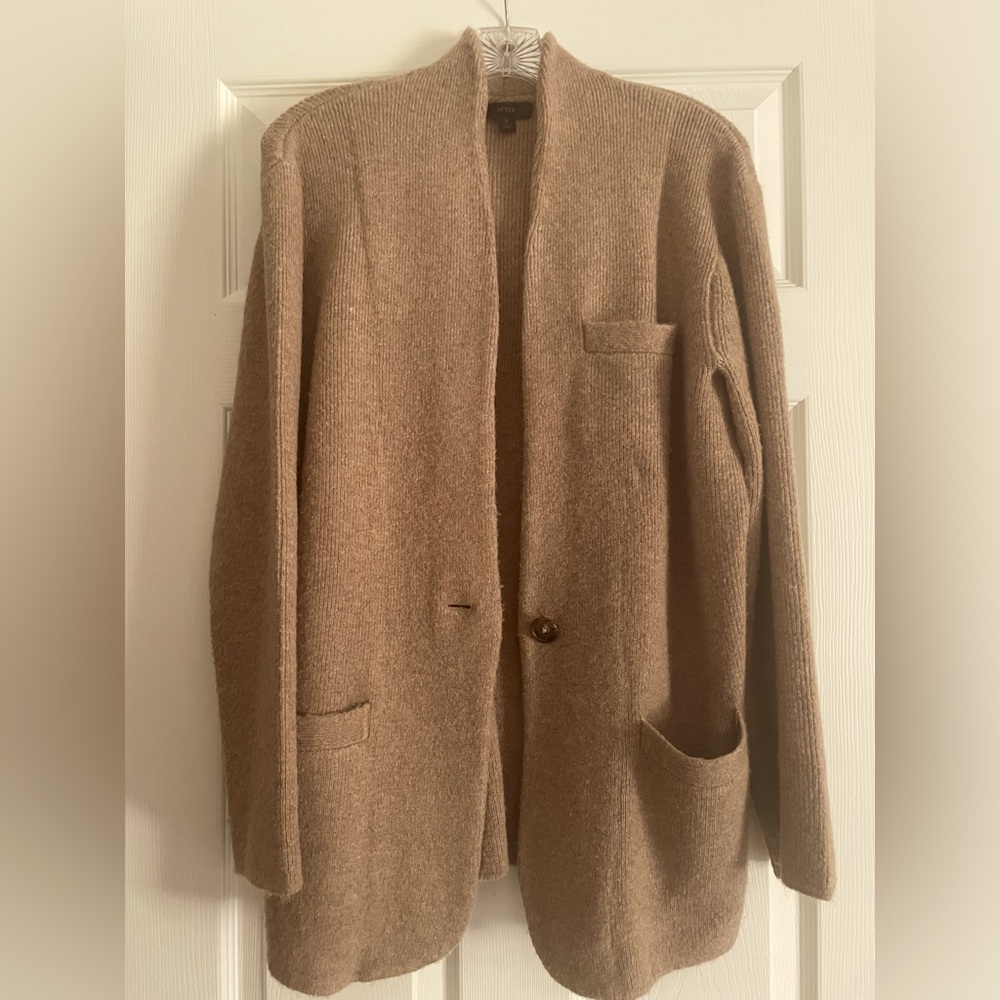 Cozy J.Crew Tan Cocoon Sweater Blazer, Size Small